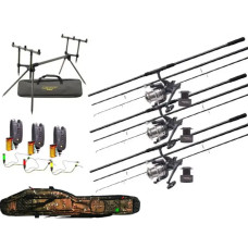 Набір для лову коропа Flagman Magnum Black Carp + Carp Pro, 3 вудилища 3.6, котушки, сигналізатори, род-под, чохол, повний комплект 