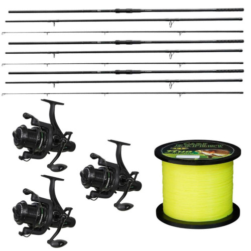 Карповый набор Flagman: удилища Sensor Big Game Carp NGS 3.9 + катушки Endura Carp 7000 FS + леска Carp Expert 1000 м