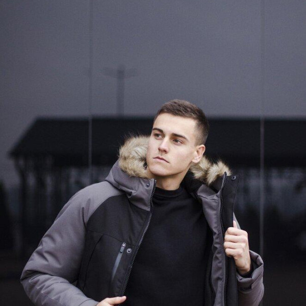Парка чоловіча Pobedov seniora udacha, чорно-сірий, утеплювач 250, на флісі, водовідштовхувальна