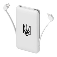 Павербанк ZIZ Герб України 10000 мАг з вбудованими кабелями Type-C та Lightning
