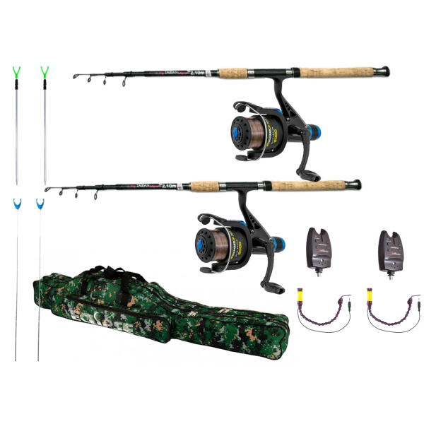 Антикризовий універсальний рибальський набір Bratfishing на 2 вудилища, 2 котушки, чохол, сигналізатори та свінгери 3.3