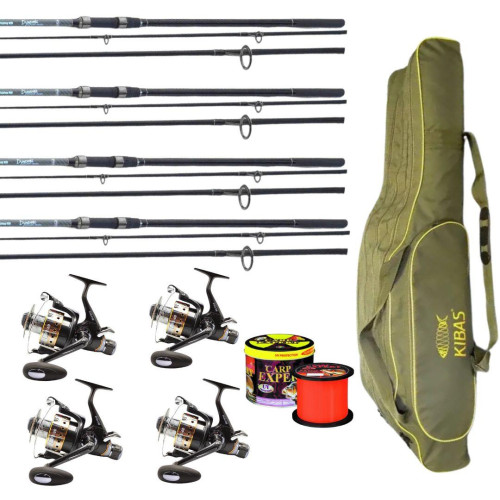 Карповый набор: Fishing Roi Dynamic 3-секционные удилища + Eclipse J-3FR 6000 катушки + чехол 3.9