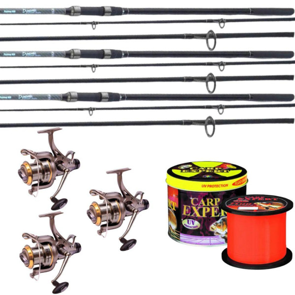 Карповый набор: FR Dynamic удилища + Flagman Endura Carp 7000 катушки + 1000м лески