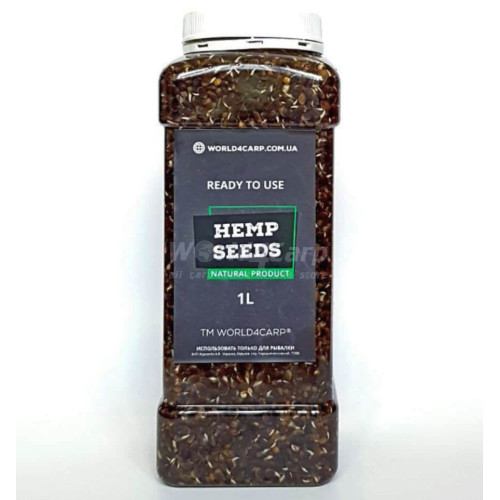 Готовая конопля для рыбалки World4Carp Hemp Seed 1 л — распаренное зерно прикормка для карпа, амура, белой рыб