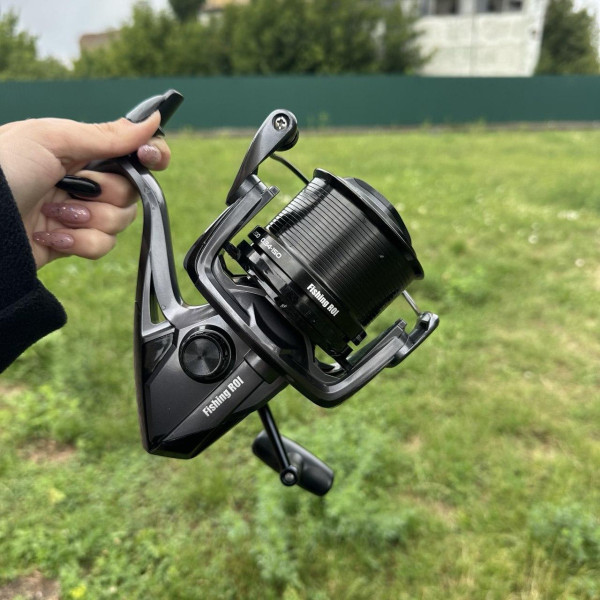Карповая катушка Fishing ROI Mirage VX9000, алюминиевая шпуля, бесконечный винт, точёная ручка, резиновый кноб