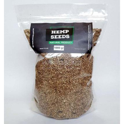 Семена конопли для рыбалки Hemp Seed 0,9 кг, поджаренные, ароматные, высокопротеиновые, для прикормки и стимул