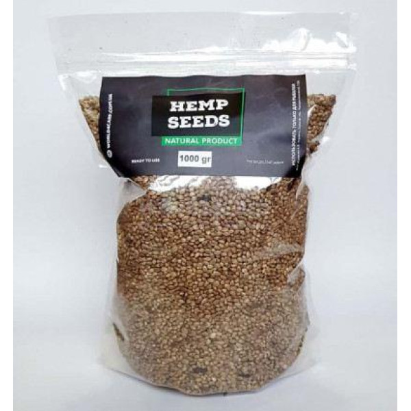 Зерна конопель для риболовлі Hemp Seed 0,9 кг, підсмажені, ароматні, високопротеїнові, для прикормки та активізації клювання