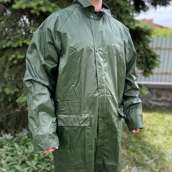 Плащ-дождевик Flagman Max Protection универсальный зелёный с капюшоном XL