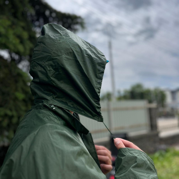 Плащ-дождевик Flagman Max Protection универсальный зелёный с капюшоном XL