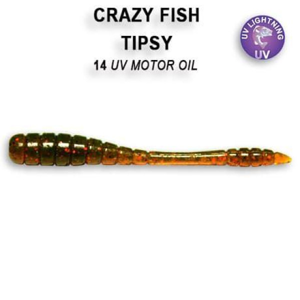 Съедобная силиконовая приманка Crazy Fish Tipsy 2", 5 см, 9-50-14-6, кальмар, слаг, активные аттрактанты, улов