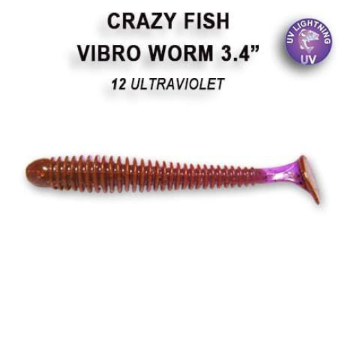 Съедобный силикон Crazy Fish Vibro worm 3.4" 12-85-12-6 кальмар