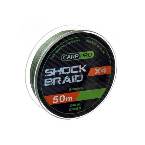 Шок-лідер Carp Pro Shock Braid PE X4 0.16 мм 50м Dark Green