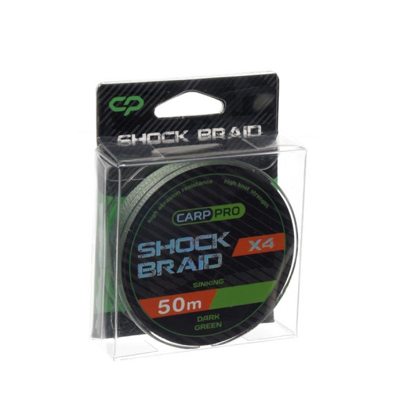 Шок-лідер Carp Pro Shock Braid PE X4 0.16 мм 50м Dark Green