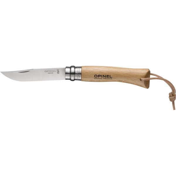 Нож Opinel №7 Trekking — складной туристический нож из нержавеющей стали Sandvik 12C27, деревянная рукоятка, з