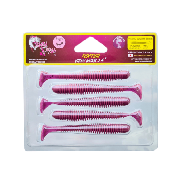 Їстівна силіконова приманка Crazy Fish Vibro Worm 3.4" 8.5 см 12-85-12-6-F, кальмар, для окуня, щуки, судака