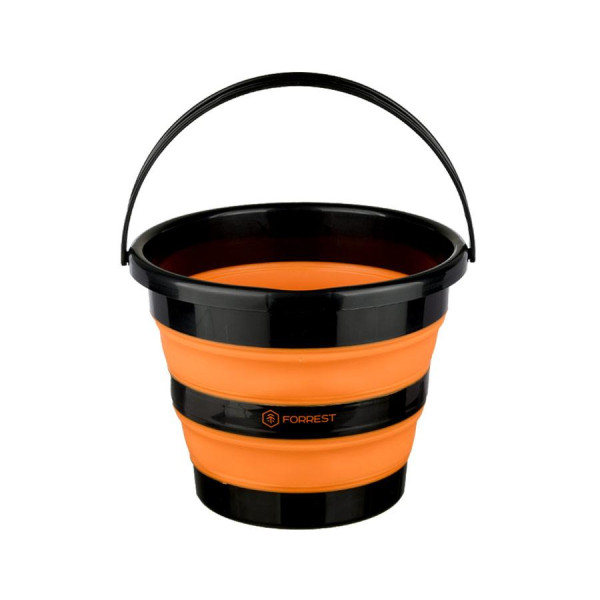Ведро складное Forrest Folding Bucket 10 л, силиконовое, оранжевое, компактное, для рыбалки, туризма и транспо