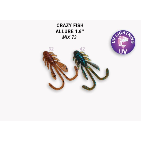 Їстівна силіконова приманка Crazy Fish Allure 1.6" 23-40-M73-6 кальмар для форелі, окуня, мікроджиг