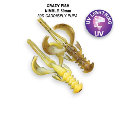 Їстівна силіконова приманка Crazy Fish Nimble 2" 50-50-30d-6-F кальмар, рак з активними клешнями для щуки, окуня, судака
