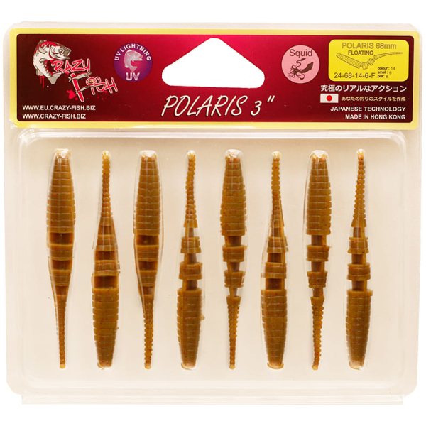 Силиконовая приманка Crazy Fish Polaris 3" 24-68-14-6-F – съедобный кальмар для микроджига, активная игра, пас