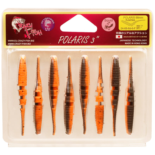 Силиконовая приманка Crazy Fish Polaris 3" 24-68-8d-6-F – пассивная, съедобная, кальмар, для микроджига и ловл