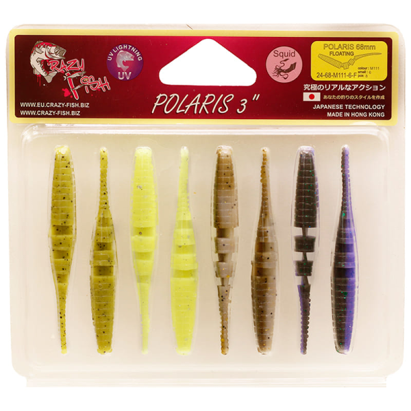 Силиконовая приманка Crazy Fish Polaris 3" 24-68-M111-6-F – пассивная, съедобная, кальмар, для микроджига и ло