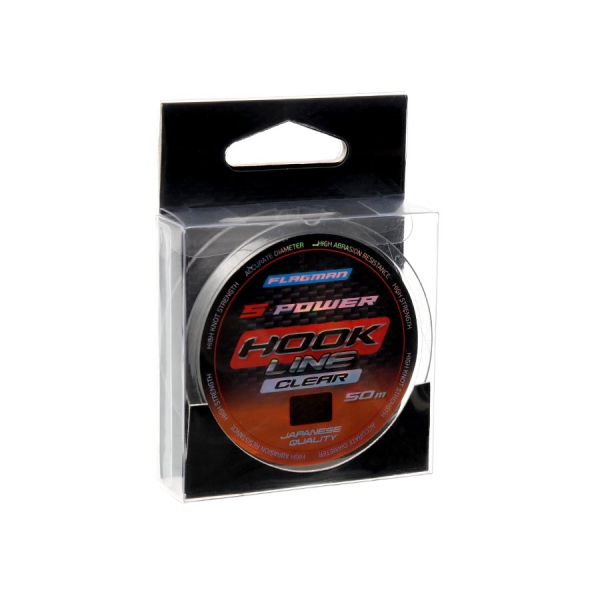 Жилка FLAGMAN S-POWER HOOK LINE 50m 0,22mm отличается высокой прочностью на узлах