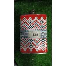 Металлическая фляга 9oz (270 мл) черная с вышиванкой, в подарочной коробке, из нержавеющей стали, портативная