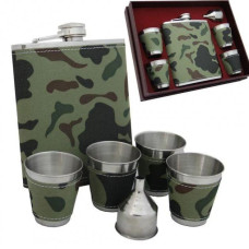 Фляга набор 4 стакана 18oz большая красная в коробке камуфляж