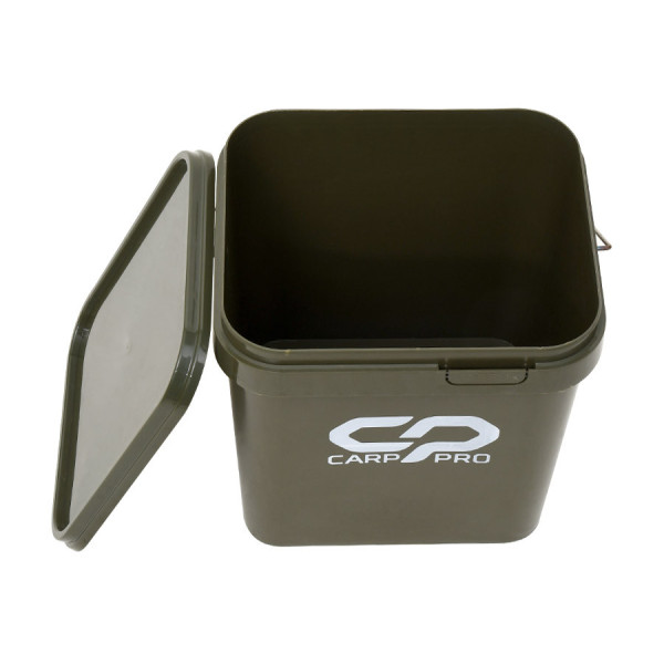 Відро для прикормки CARP PRO CPSB17L 17 л із кришкою, прямокутне, міцний пластик, металевa ручка, для сподового підгодовування