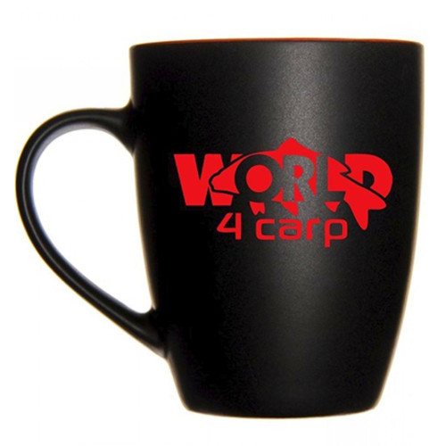 Кухоль керамічний World4Carp Black&Red Mug, 350 мл. Чорний матовий, для риболовлі, з логотипом.