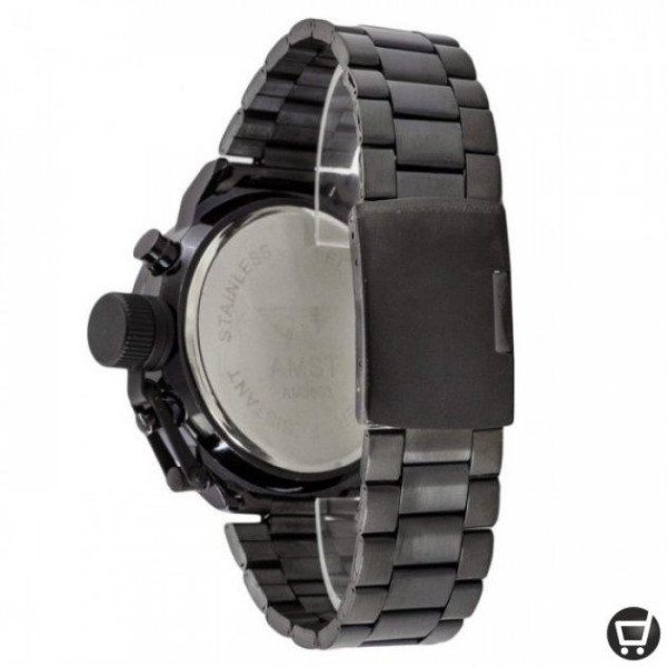 Часы на руку тактические AMST 3003C Black-Black Green Wristband универсальные, армейские, водонепроницаемие