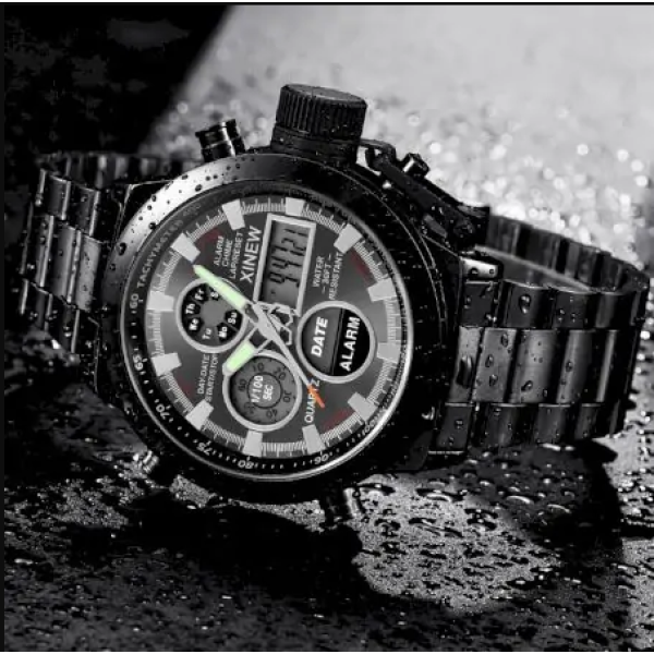 Часы на руку тактические AMST 3003C Black-Black Green Wristband универсальные, армейские, водонепроницаемие