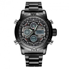 Часы на руку тактические AMST 3003C Black-Black Green Wristband универсальные, армейские, водонепроницаемие