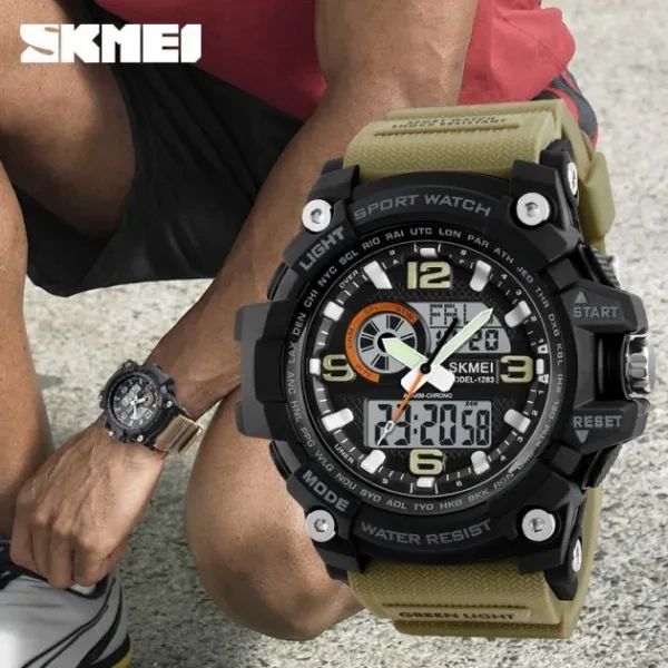 Чоловічий наручний годинник Skmei 1283 Black-Military Wristband стильний і практичний аксесуар для чоловіків