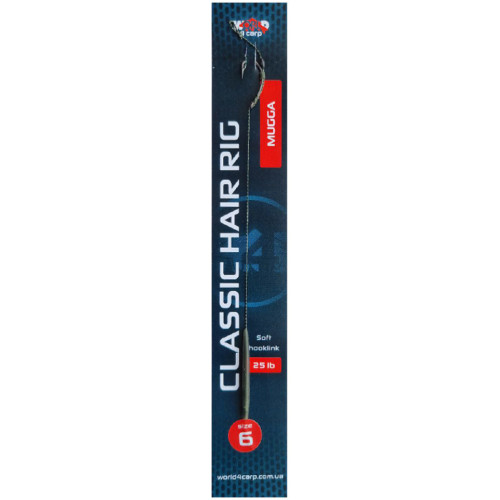 Готовый поводок World4Carp с волосом CLASSIC hair rig, крючок MUGGA №4