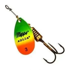 Блесна вращающаяся Mepps Aglia Fluo Tiger #2 4.5 г ультрафиолетовая, для щуки, окуня, форели, рыбалка в мутной