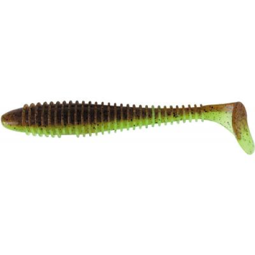 Силіконова приманка Keitech Swing Impact FAT 3.8" 6 шт/уп Green Pumpkin, віброхвіст, м’який їстівний силікон для щуки, окуня, суда