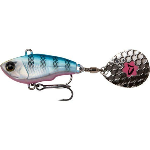Приманка Savage Gear Fat Tail Spin 65 мм 16 г, Blue Silver Pink, универсальная вращающаяся для щуки, окуня, же