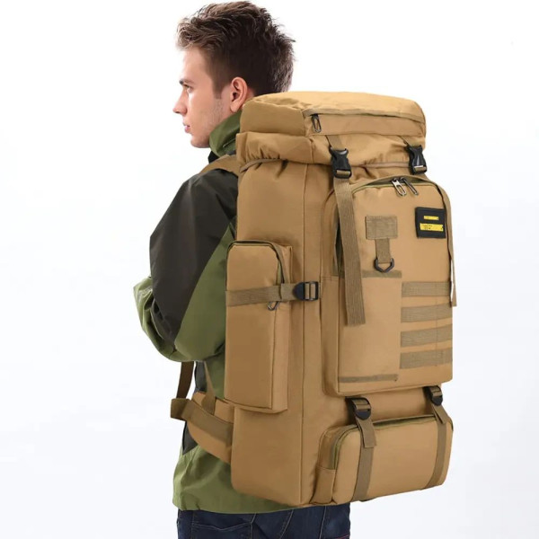 Рюкзак тактический XS-F21 70 л 70х35х16 см (черный/койот)