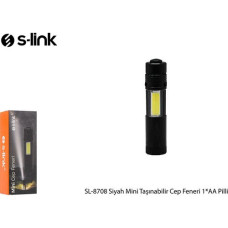 Фонарь S-link SL-8708 компактный карманный, портативный, черный, на 1 батарейку AA, светодиодный яркий