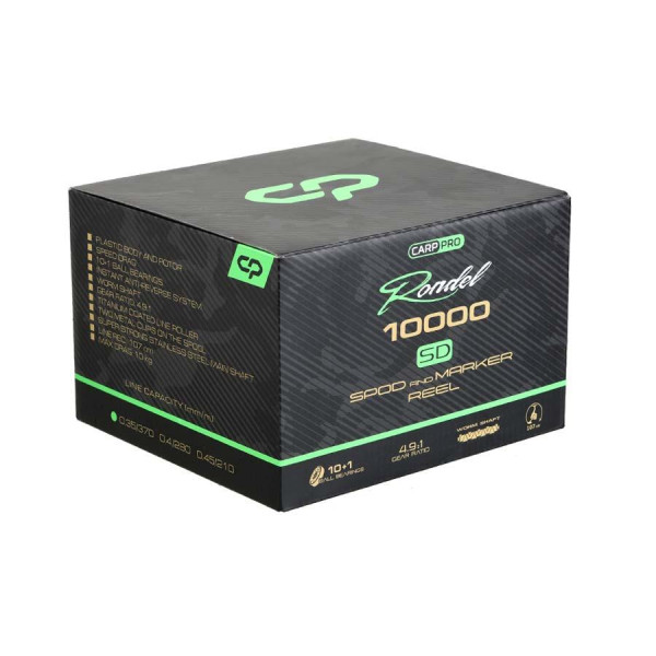 Катушка карповая Carp Pro Rondel 10000 SD, новая модель 2023, алюминиевая шпуля Long Cast, 10+1 подшипник