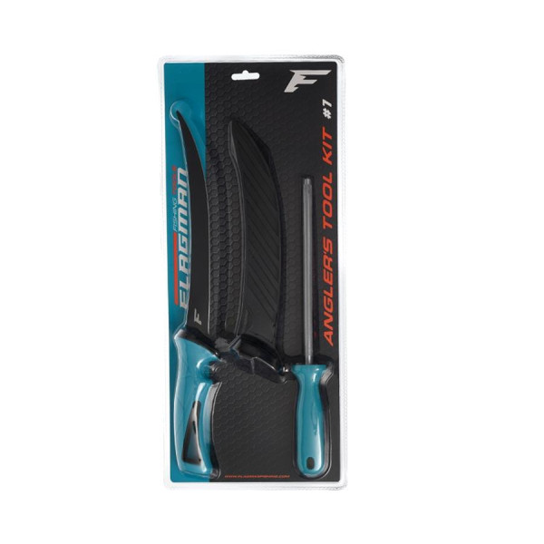 Набір інструментів Flagman Angler Tool Kit #1 – філейний ніж з японської сталі, гострилка мусат, міцний рибальський комплект для к