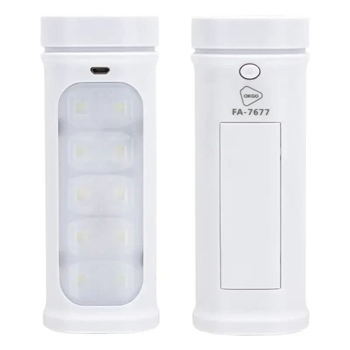 Аккумуляторный фонарь OKGO FA-7677A, 10 Вт, портативный, с USB-зарядкой, два режима освещения, подсветка для д