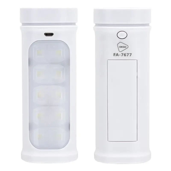 Акумуляторний ліхтар OKGO FA-7677A, 10W, портативний, з USB-зарядкою, два режими світла, підсвічування для дому та роботи