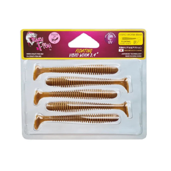Їстівна силіконова приманка Crazy Fish Vibro worm 3.4" 12-85-14-6-F кальмар