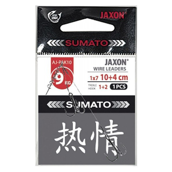 Повідець для оснастки силікону Jaxon Sumato 1X7 14 см-4 см 15 кг, спіраль 5 см, трійник No2/0+1