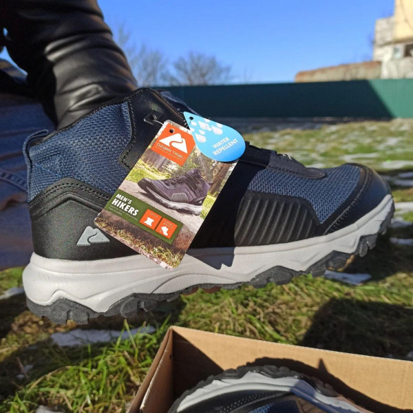 Мужские кожаные трекинговые водонепроницаемые ботинки кроссовки MEN`S HIKERS высокие термо синые 42р