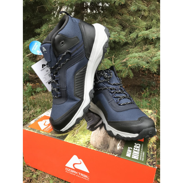 Мужские кожаные трекинговые водонепроницаемые ботинки кроссовки MEN`S HIKERS высокие термо синые 45р