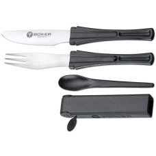 Набор столовых приборов Boker Snac Pac. Туристический, компактный, 5 в 1 (нож, вилка, ложка, соль/перец).