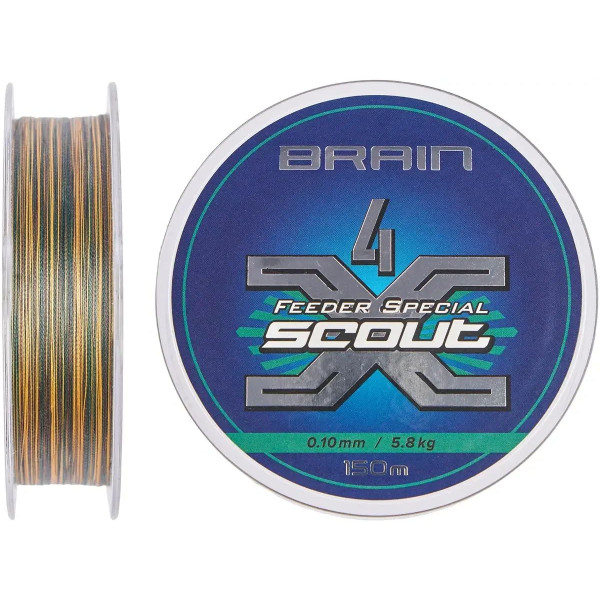 Шнур Brain Scout 4X 150m (camo green) 0.148mm 8.6kg